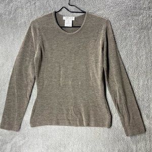 JAEGER Vintage Brown Shirt Womens Size Medium Wool Long Sleeve Pullover Top